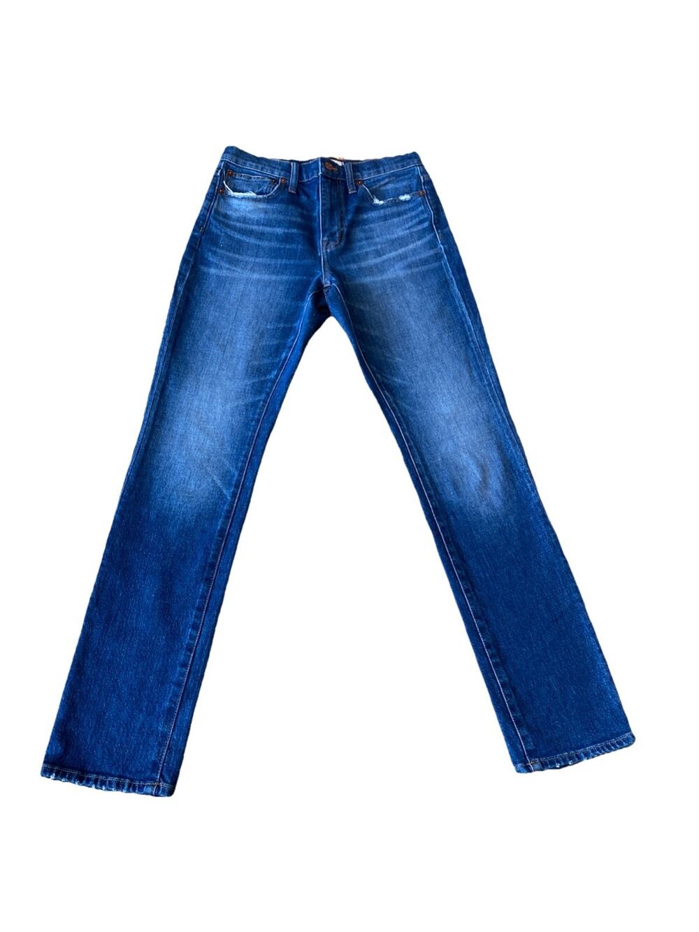 MADEWELL Women's 24 The High-Rise Slim Boy Jean Distressed Pockets Boho Straight